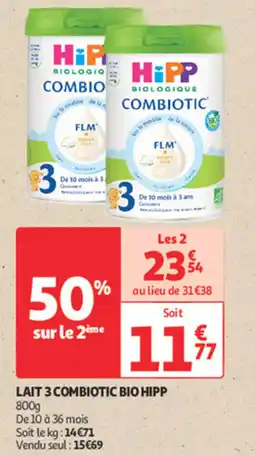 Auchan Supermarché Lait 3 combiotic bio hipp offre