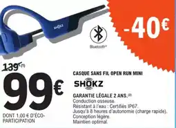 E.Leclerc Drive SHOKZ Casque sans fil open run mini offre