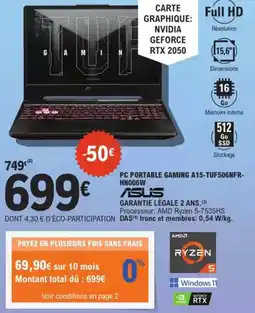 E.Leclerc Drive PC PORTABLE GAMING A15-TUF506NFR HN006W ASUS offre