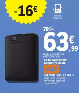 E.Leclerc Drive Disque dur externe element portable offre