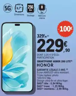 E.Leclerc Drive SMARTPHONE HONOR 200 LITE HONOR offre