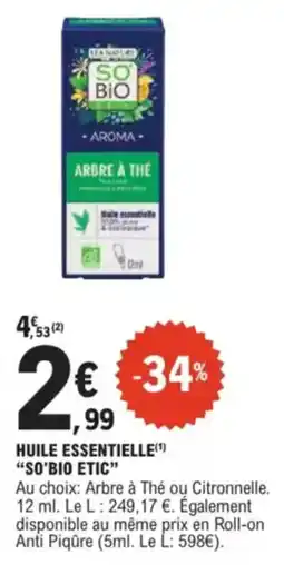 E.Leclerc Drive Huile essentielle so'bio etic offre