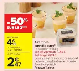 Cora x Carrefour 4 verrines crevette curry offre