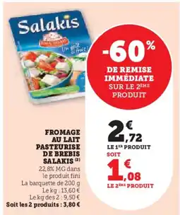 Hyper U SALAKIS Fromage au lait pasteurise de brebis offre