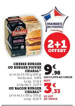 Hyper U CHARAL Cheese burger ou burger poivre offre