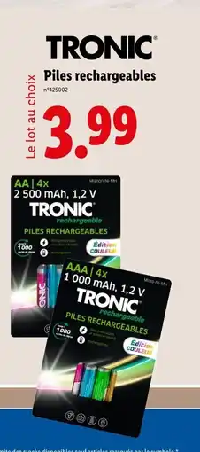 Lidl TRONIC Piles rechargeables offre