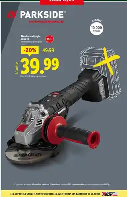Lidl PARKSIDE Meuleuse d'angle sans fil offre