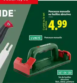 Lidl Ponceuse manuelle ou feuilles abrasives offre