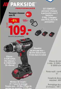 Lidl PARKSIDE Perceuse-visseuse sans fil offre