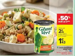 Carrefour Drive GÉANT VERT Cœurs d'artichauts offre