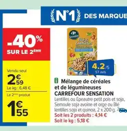 Carrefour Drive CARREFOUR SENSATION Mélange de céréales et de légumineuses offre
