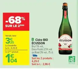 Carrefour Drive ÉCUSSON Cidre BIO offre