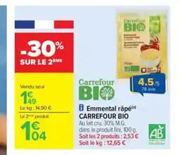 Carrefour Drive CARREFOUR BIO Emmental râpé offre