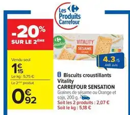 Carrefour Drive CARREFOUR SENSATION Biscuits croustillants Vitality offre