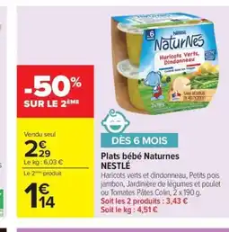 Carrefour Drive NESTLÉ Plats bébé Naturnes offre