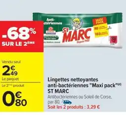 Carrefour Drive ST MARC Lingettes nettoyantes anti-bactériennes Maxi pack offre