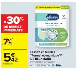 Carrefour Drive DR BECKMANN Lessive en feuilles format économique offre