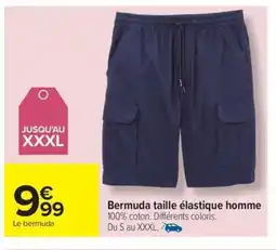 Carrefour Drive Bermuda taille élastique homme offre