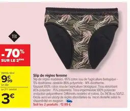 Carrefour Drive Slip de règles femme offre