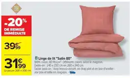 Carrefour Drive Linge de lit Satin 80 offre