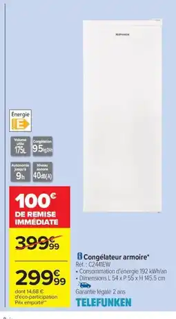Carrefour Drive TELEFUNKEN Congélateur armoire* offre