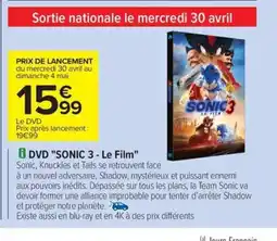Carrefour Drive DVD SONIC 3 Le Fil offre