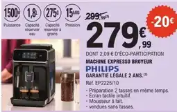 E.Leclerc Machine Expresso Broyeur Philips offre