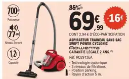 E.Leclerc ASPIRATEUR TRAINEAU SANS SAC SWIFT POWER CYCLONIC offre
