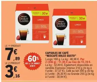 E.Leclerc CAPSULES DE CAFÉ NESCAFÉ DOLCE GUSTO offre