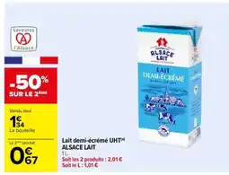Carrefour Lait demi-écrémé UHT ALSACE LAIT offre