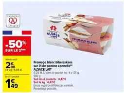 Carrefour Fromage blanc bibeleskaes sur lit de pomme cannelle ALSACE LAIT offre