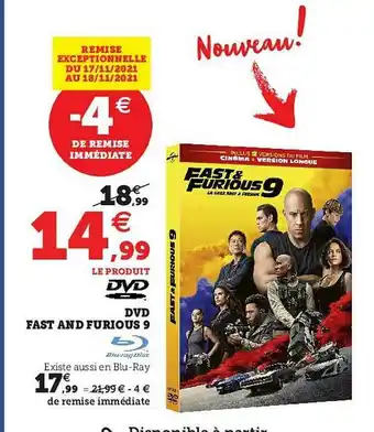 Hyper U Dvd Fast And Furious 9 offre