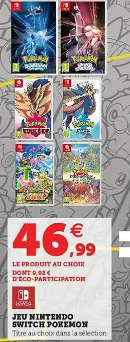Hyper U Jeu Nintendo Switch Pokemon offre