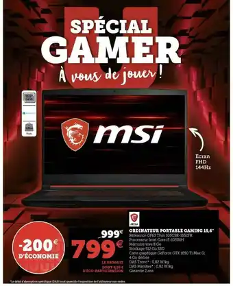 Hyper U Ordinateur Portable Gaming 15,6 offre