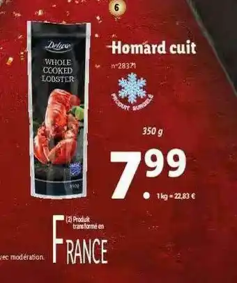 Lidl Homard Cuit Deluxe offre