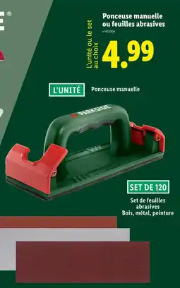 Lidl PARKSIDE Ponceuse manuelle ou feuilles abrasives offre