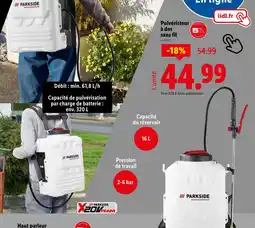 Lidl Parkside Pulvérisateur à dos sans fil offre