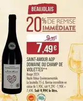 Match Saint-amour - aop domaine du champ de violettes offre