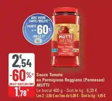 G20 Mutti - sauce tomate au parmigiano reggiano offre