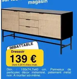 KREABEL Panneaux de particules décor mélaminé, piétement métal noir offre