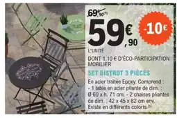 E.Leclerc SET BISTROT 3 PIÈCES offre
