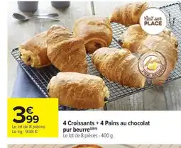 Carrefour Drive 4 Croissants + 4 Pains au chocolat pur beurre offre
