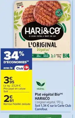 Carrefour Drive HARI&CO Plat végétal Bio offre