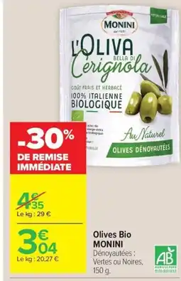 Carrefour Drive MONINI Olives Bio offre