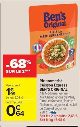 Carrefour Drive BEN'S ORIGINAL Riz aromatisé Cuisson Express offre