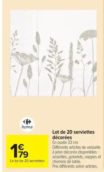 Carrefour Drive Lot de 20 serviettes décorées offre