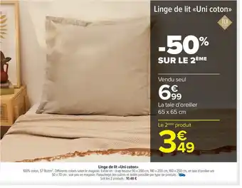 Carrefour Drive Linge de lit Uni coton offre