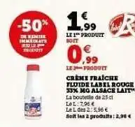 Hyper U CRÈME FRAÎCHE FLUIDE LABEL ROUGE 33% MG ALSAC LAIT offre