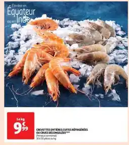 Auchan Crevettes Entières Cuites Réfrigérées Ou Crues Décongelées offre