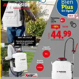 Lidl Pulvérisateur à dos sans fil offre